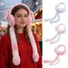 1/2Pcs Plush Rabbit Earmuffs with Moving Jumping Ears Gradient Color Soft Furry Ear Covers Headband