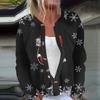 Women's Fashion Long Sleeve Christmas Snowman Snowflake Print Jacket Cardigan
