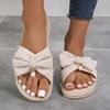 Модные и удобные тапочки 2024 года, лето, новые, бант, вязаные, простые, пляжные, нескользящие, на плоской подошве, женские туфли Zapatos De Mujer