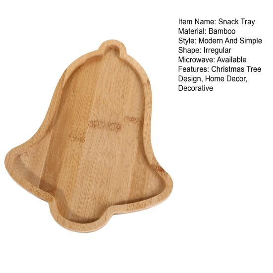 Christmas Snack Tray Bamboo Serving Plate Decorative Platter Nuts Display Desktop Food Tray Modern Home Fruit Bowl Christmas Tree Shape Party