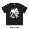 Women's I Was Social Today Printed T-Shirt 100% Cotton Oversized Introvert Graphic Tees for Summer Tops Anti-Social Streetwear