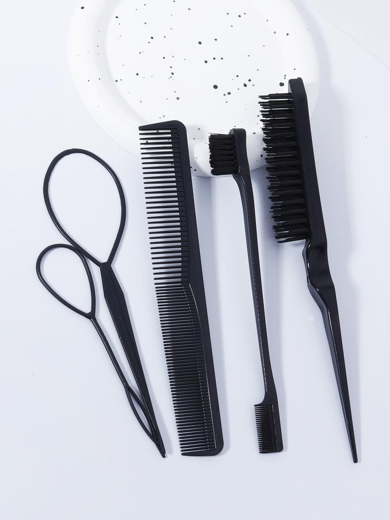 5-piece/set Styling Double-sided Hair Cutting Comb Double-sided Edge Brush Weaving Tool Ring Set Special for Real Hair Wigs