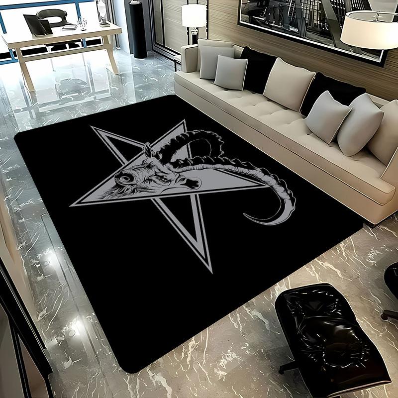 3D HD Printing Mysterious Goat Theme Rug,Carpet for Living Room Bedroom Sofa Doormat Decor,Kid Game Non-slip Floor Mat Alfombra