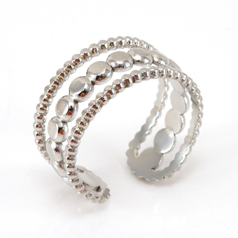 Titanium steel hollow ring niche light luxury fashion design Titanium steel ring opening adjustable female