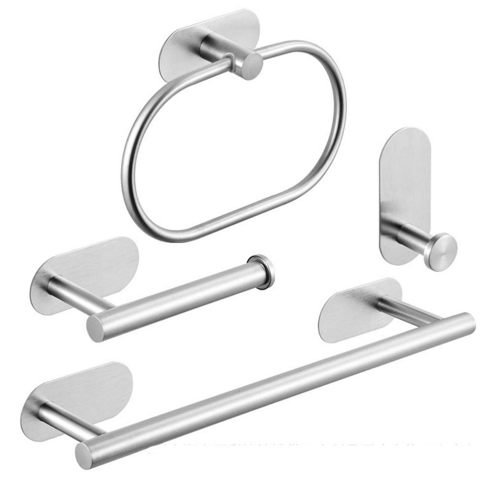 4/5Pcs Rustproof Bathroom Hardware Set Stainless Steel Towel Bar Roll Paper Stand Home Kitchen