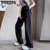 Women Casual Cargo Pants Drawstring Solid Streetwear Elastic Waist Sweatpants Loose Y2K Joggers Hip Hop Trousers
