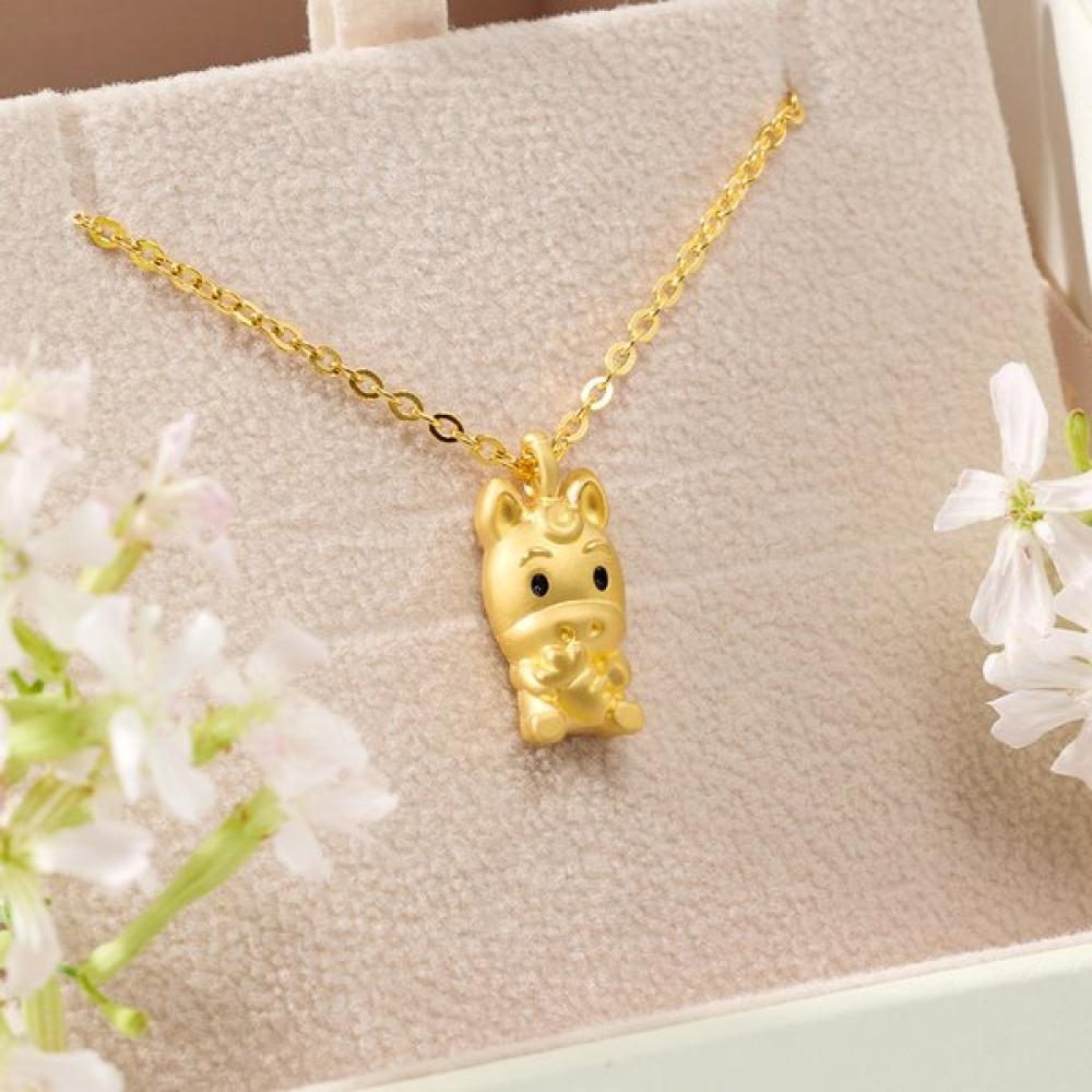 Porti Solid Gold 24k 1.875g Horse Zodiac Necklace