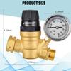 RV Water Pressure Regulator Valve With Handle Adjustable, Silicone Oil Gauge, Double Filters,Made Of Leadless Brass,0-160 PSI Gauge,3/4" Connector