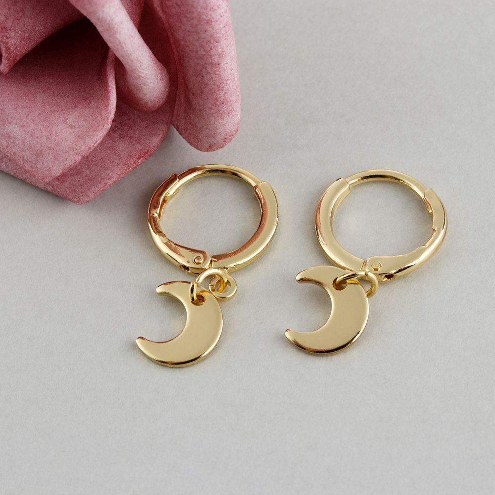 Women Jewelry Tiny Moon Crescen Small Star Charms Ear Piercing Huggie Hoop Earring Ear-cuffs