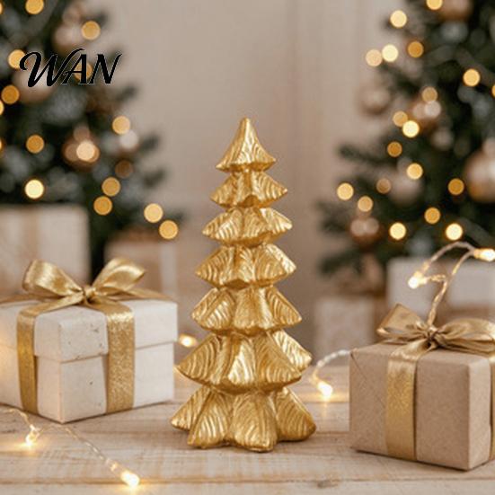 High Grade Holiday Decorations Golden Christmas Tree Ornament for Tabletop Decor, Modern Resin Xmas Chic Shop Window Displays Figurine, Table