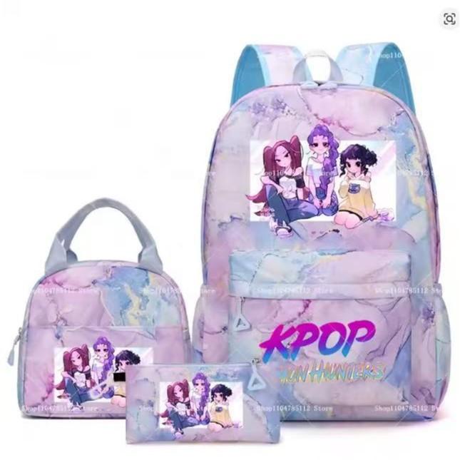 Kpopn Охотник на ведьм Рюкзак Школьный стиль Начальная школа Школьная сумка Дорожный рюкзак Набор из трех предметов