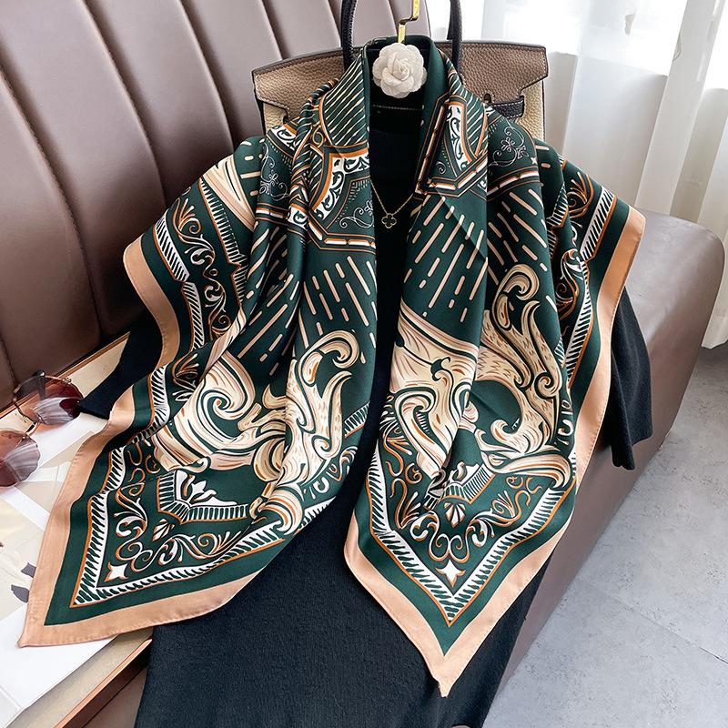 Design Twill Silk Square Scarf Women Luxury Brand Hijab Scarves Headband Foulard Ladies Shawl Wrap Echarpe Foulard Bandana