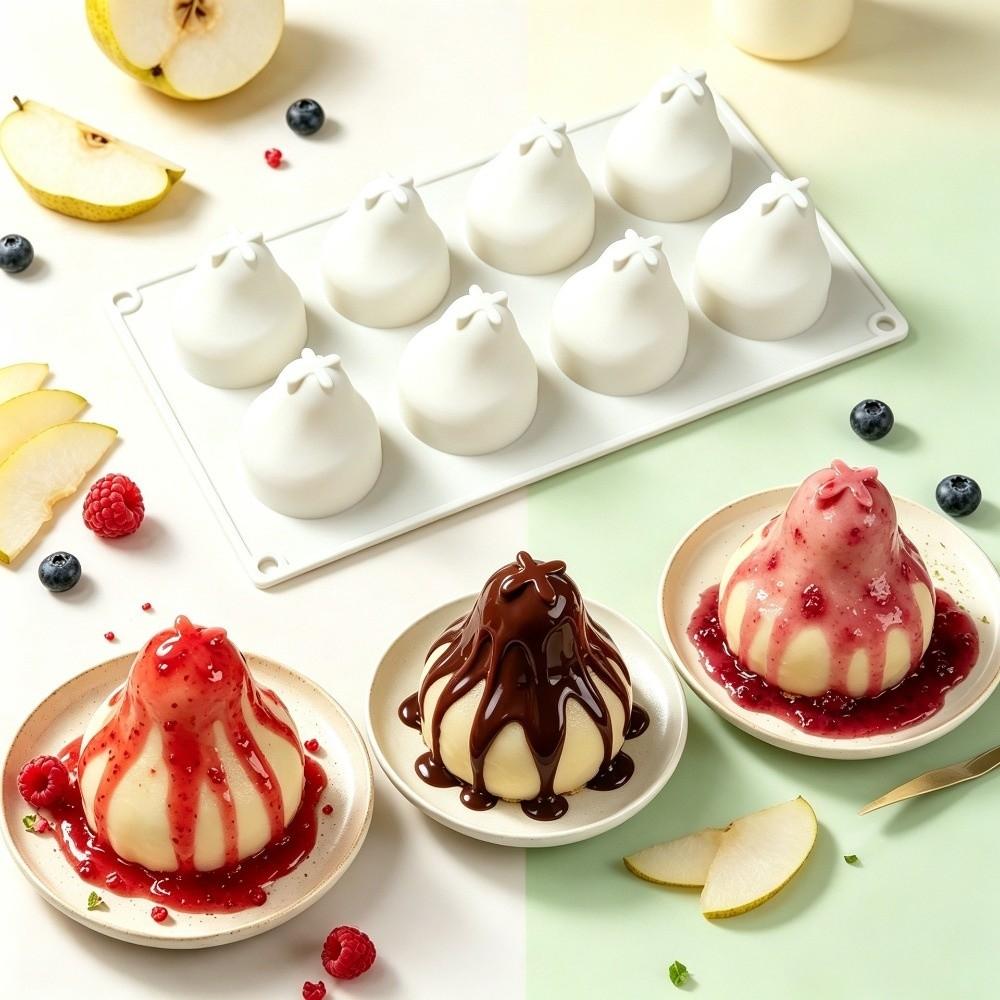 Silicone Design Pumpkin Candle Molds 6-Cavity Baking Molds Creative Pears Shape Molds Gift Making