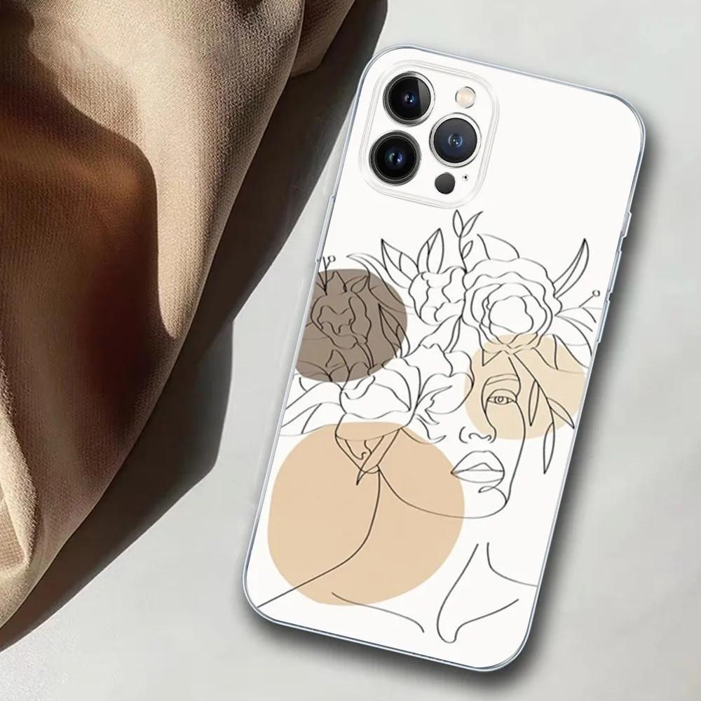 Чехол для мобильного телефона Apple IPhone15ProMax Line Art Girl Чехол для мобильного телефона Hair Painting Anti Drop Huawei Three