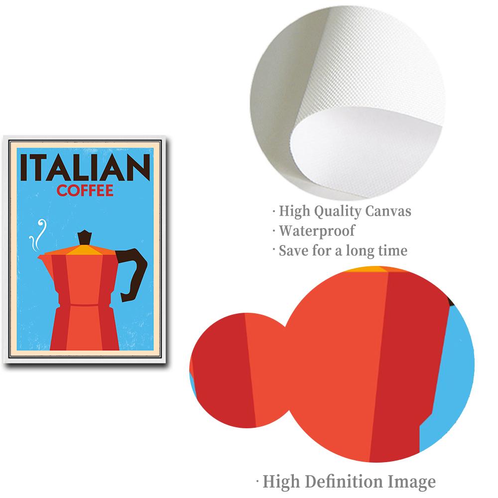 Italian Coffee Pizza Vintage City Poster Pulp Reservoir Color Food Print Canvas Painting Kitchen Shop Wall Art Pictures Decor