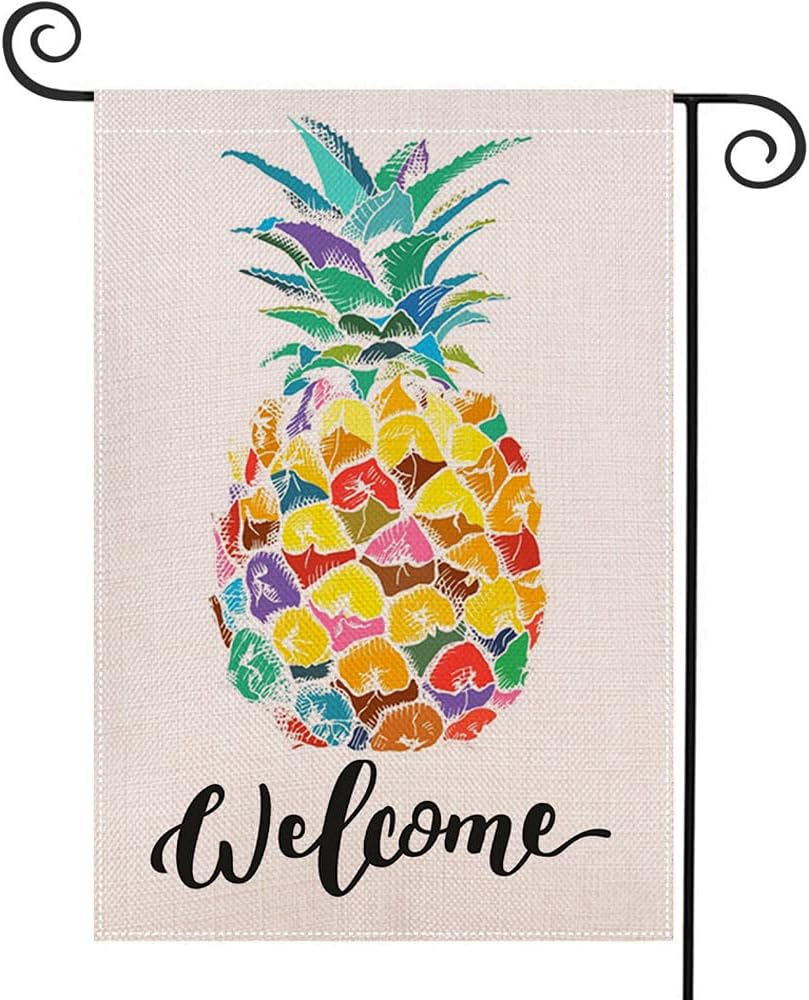 Welcome Pineapple Garden ag 12.5 x 18 Inch Spring Summer Decorative Double Sided Burlap ag for Seasonal Farmhouse Yard D SSL