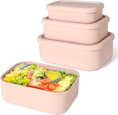 Силиконовые контейнеры для ланча Bento Boxes, герметичные контейнеры для ланча, без BPA, можно мыть в посудомоечной машине