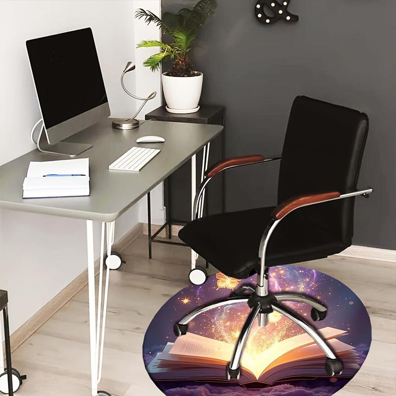 1pc Magical Book with Butterflies and Sparkles Round carpet, Made of Polyester, Decorating Office Chairs, Living Rooms,Vibrant Decorative Rug