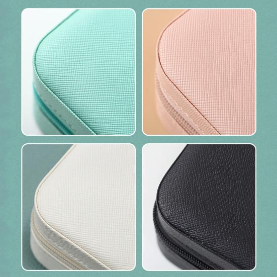 Travel Jewelry Organizer Box Portable Faux Leather Case for Earrings Necklaces Rings Bracelets Compact Storage for Women Girls