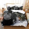 Steam Locomotive Old-Fashioned Dilapidated Train Transportation Digital Printing Three-Piece Set Home Textile Bed Sheet Kit Bed Sheet Dilapidated Wind
