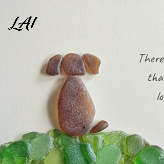 Dog Memorial Wall Hanging Handmade Sea Glass Framed Art Pet Picture Frame Gift for Loss Lover Sympathy Gift Coastal Art Decor Desk Ornament Memory