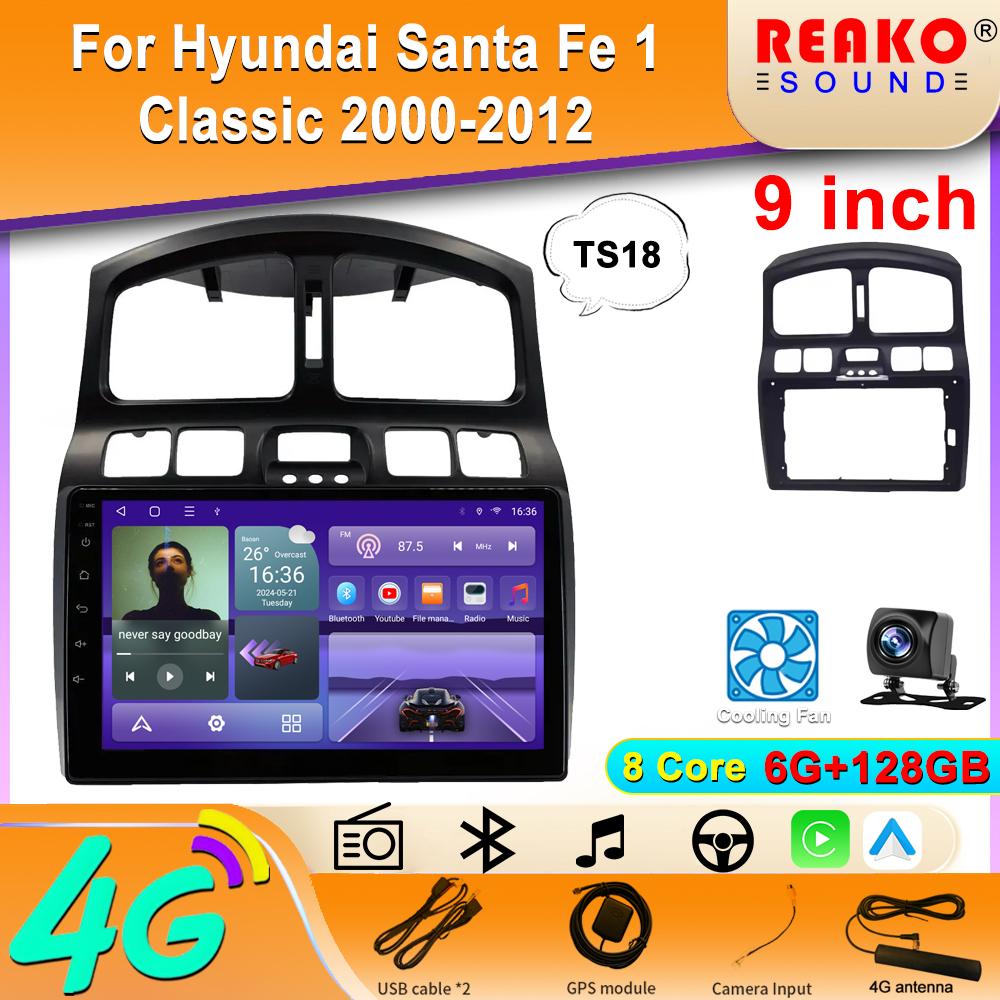 Wireless Car Stereo for Hyundai Santa Fe 1 Classic 2000-2012 CarPlay Android Auto IPS Touchscreen Car Radio with Backup Camera GPS