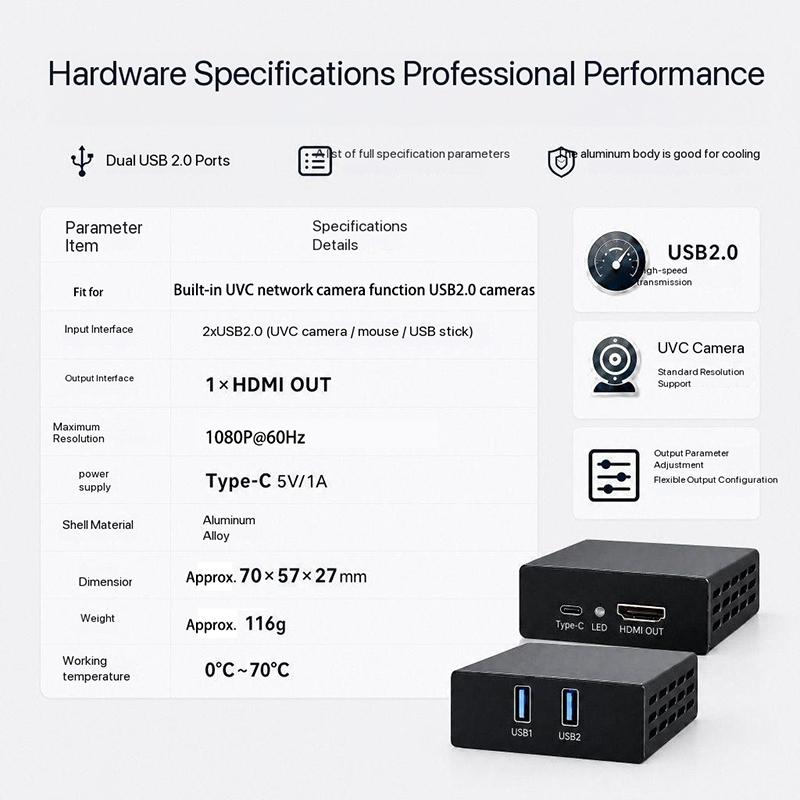 HD UVC USB Camera To HDMI Video Converter Plug and Play for DJI Pocket3 Pocket4 Insta360 To TV Monitor Live Video Mixer Switcher