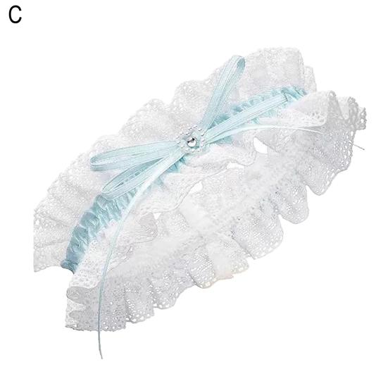 Кружевная свадебная подвязка Искусственный жемчуг Бант Цветочная кружевная подвязка Эластичная подвязка на ногу Пояс для подвязок Свадебные аксессуары для женщин