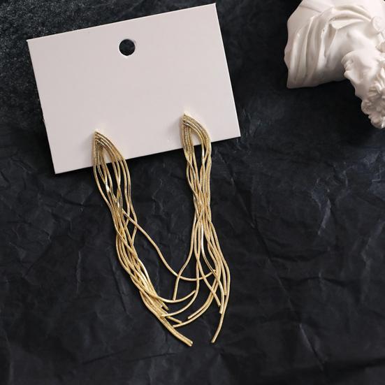 1 Pair Dangle Earrings Elegant Hypoallergenic Minimalism Temperament High Gloss Gift Fashion Jewelry Bohemian Metal Tassels Women Drop Earrings