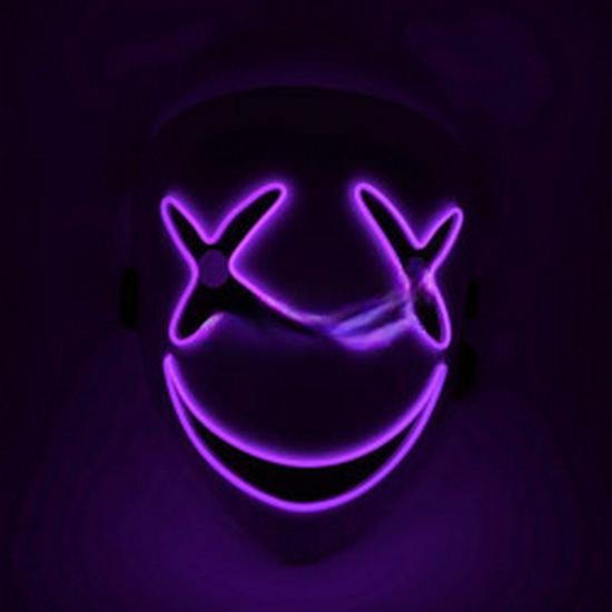 Светодиодная светящаяся черная пуля-улыбка призрачный клоун полнолицевая маска на Хэллоуин