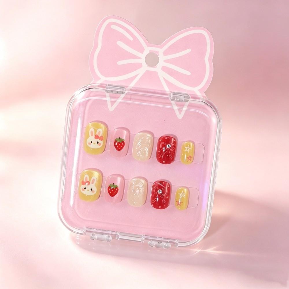 Cat's Eye Press On Nails Short Nail Tips New Nail Stickers Children Wearing