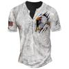 Men V Collar Button Vintage T Shirt , Summer Fashion Short Sleeve Punk T Shirt .