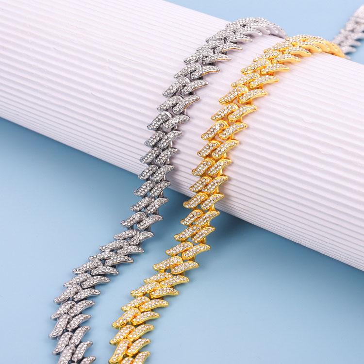 Ready to Ship Women Rapper New Bing Bling 18mm Gold Iced Out Mossanite Hip Hop Cuban Link Chain Necklace Jewelry for Women