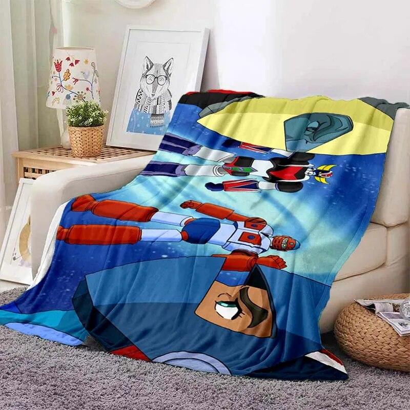 G-Goldorak Pattern Print Flannel Blanket,for Couch, Bed, Sofa, Office-Soft and Soothing Printing Blanket For All Season