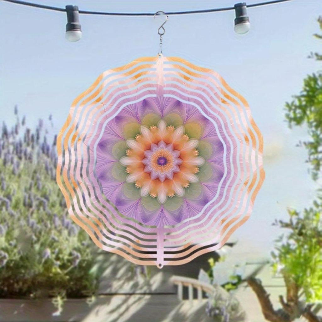 Яркий фиолетово-оранжевый металлический колокольчик с крючком, вращающимся на 360 градусов, уникальный спиральный дизайн, уличный садовый декор для весны, лета, осени, креативный подарок