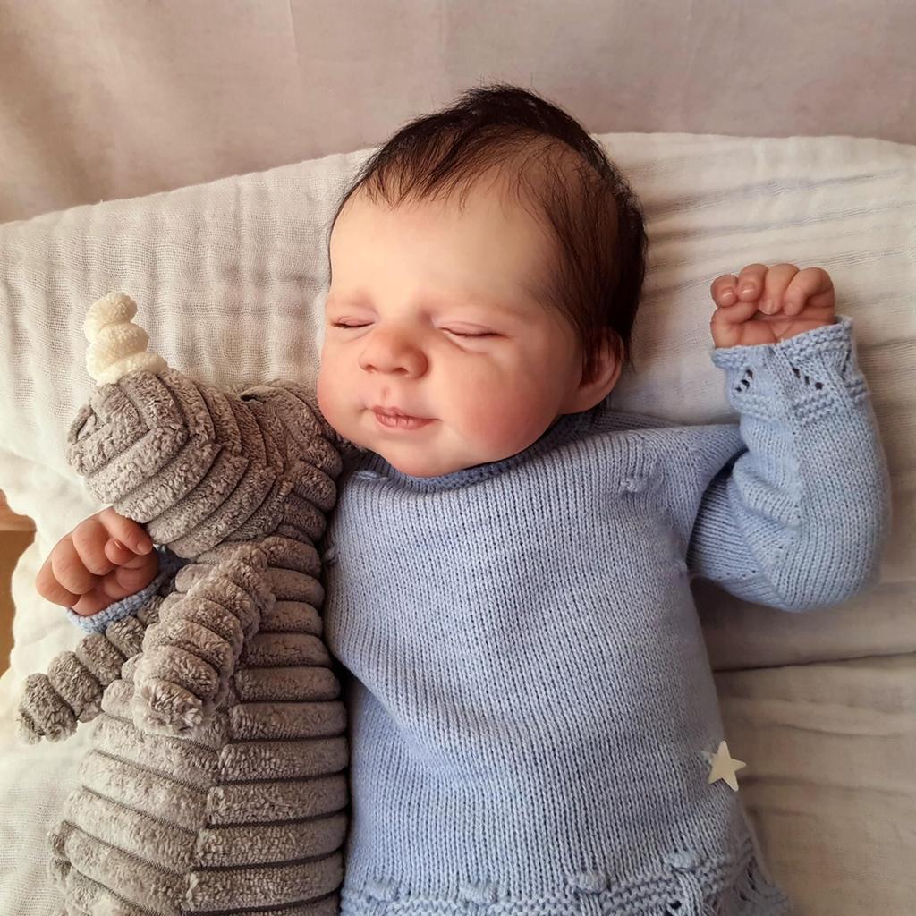 Кукла-реборн с закрытыми глазами Pascale Bebe с прошитыми волосами, 50 см, полное тело, силиконовая виниловая, реалистичная, для подарка детям