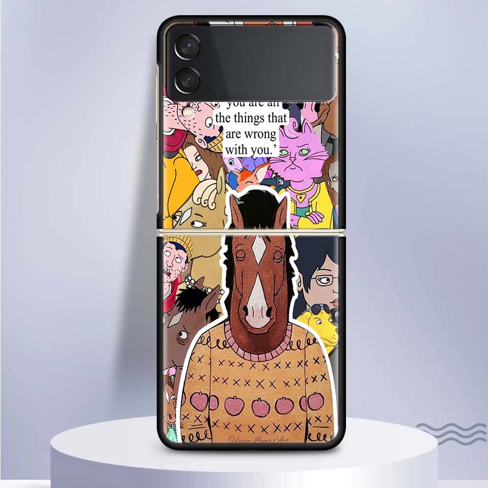 Чехол для телефона Samsung Galaxy Z Flip 5 4 3 5G с изображением мультфильма B-BoJack Horsemans, черный, твердый чехол ZFlip 5 4 3, роскошный противоударный бампер C