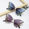 New Luxury Rimless Anti Blue Light Butterfly Sunglasses Ladies Fashion Unique Outdoor Eye Protection Eyewear Diamond Goggles