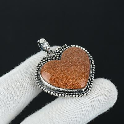 Серебряный кулон с натуральным красным солнечным камнем из стерлингового серебра 925 пробы — дизайн ручной работы, повседневные украшения, уникальный кулон в подарок для нее