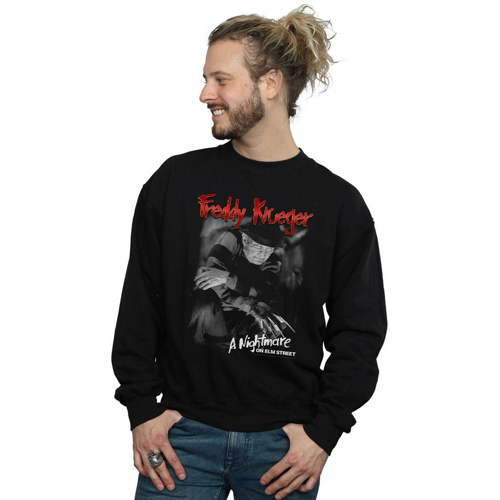 A Nightmare On Elm Street Mens Freddy Black And White Photo Sweatshirt