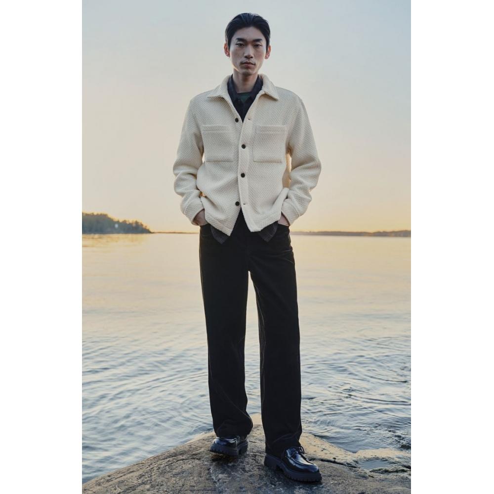 HM Regular Fit Waffle Texture oversHirt кремовый