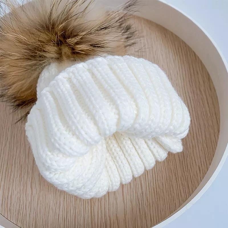 Ladies Womens Winter Warm Knitted Beanie Ski Hat Faux Fur Bobble Pom Pom Hat