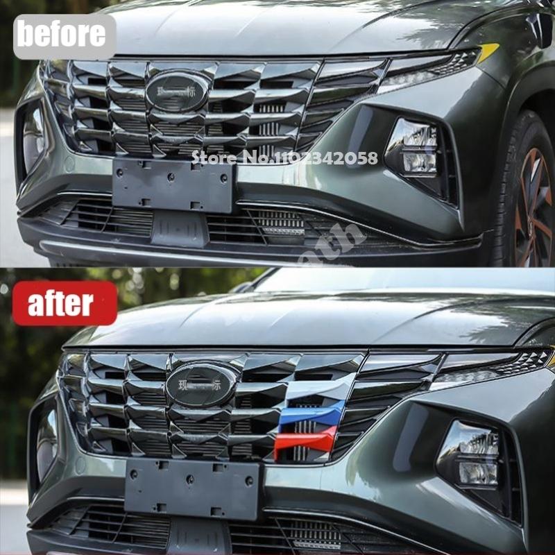 For Hyundai Tucson NX4 Hybrid   Car Front Hood Billet Grille Sticker Trim Garnish Strips Cover Frame Accessories