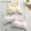 Teenage Kids Bra Girls Underwear Cotton Teen Sports Bra with Chest Pad for Puberty Girl Training Bra Children Small Wireless Bra