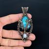 Turquoise & Moonstone Pendant, Gemstone 999 Copper Wire Wrapped Jewelry Pendant, Handmade Jewelry Birthstone Pendant, Gift For Him