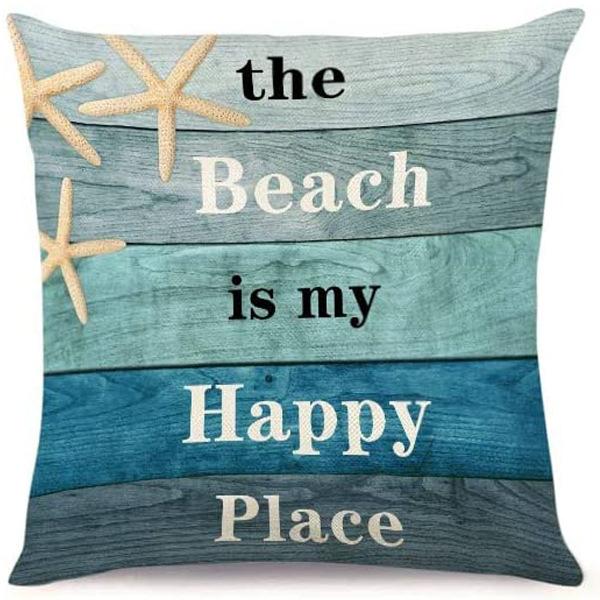 Summer Hot Style Ocean Style Pillow Beach Shell Pattern Blue Pillow Case Home Sofa Pillow Case Cushion Cover