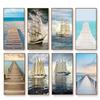 Seascape Nordic Living Room Decoration Canvas Painting Sailboat and Sea Modern Hotel Clubhouse Home Decoration Lake Bridge
