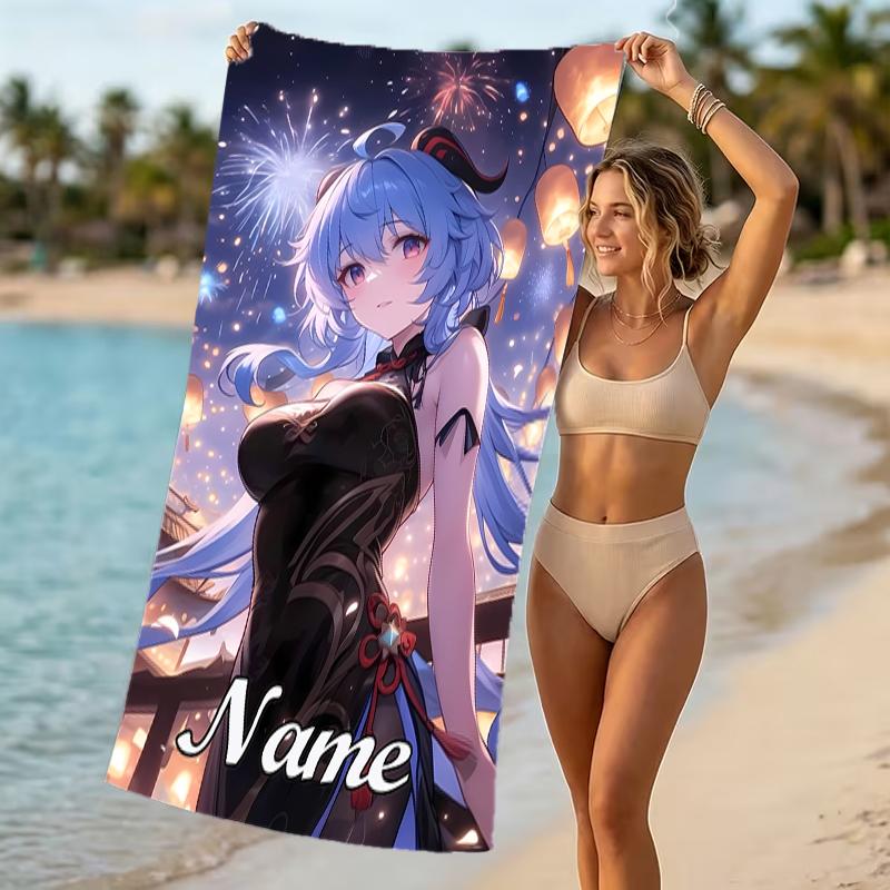Customizable personalized beach towels Genshin Impact characters themed designs.Suitable for the beach, yoga, sports;ideal as beach accessories