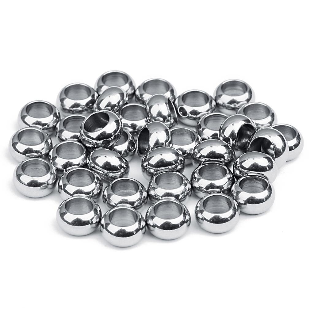 20Pcs High Quality Stainless Steel Beads Multi Sizes Large Holes Loose Beads For DIY Handmade Bracelets Earrings Jewelry Making