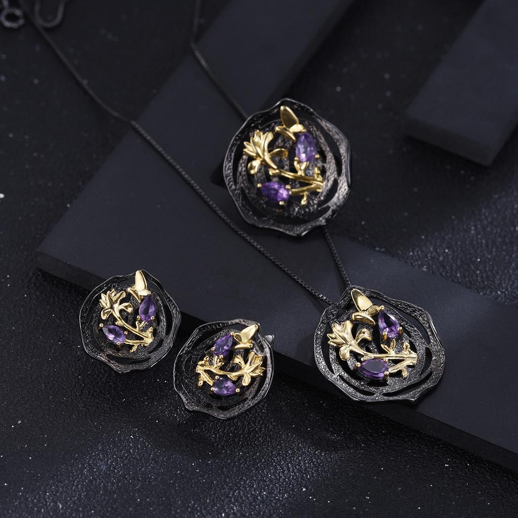 Оригинальные дизайнерские высококачественные серьги с драгоценными камнями, натуральный дизайн, серебряные серьги s925 с натуральной розой и гранатом